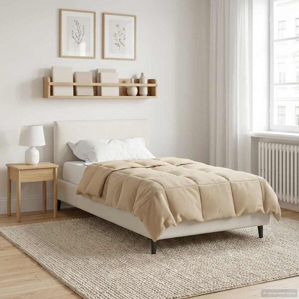 vidaXL Full Year Duvet Quilted Cream 135 x 200 cm Microfiber