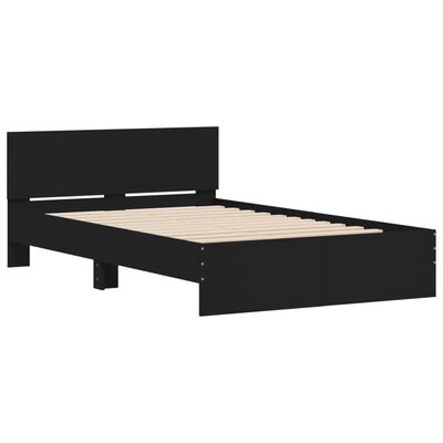 vidaXL Bed Frame with Headboard and LED Black 135x190 cm Double