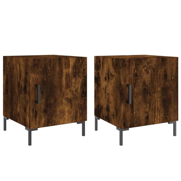 vidaXL Bedside Cabinets 2 pcs Smoked Oak 40x40x50 cm Engineered Wood