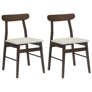 vidaXL Dining Chair 2 pcs Dark Brown and Light Solid Rubber Wood