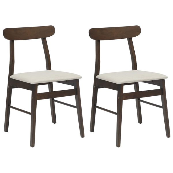 vidaXL Dining Chair 2 pcs Dark Brown and Light Solid Rubber Wood