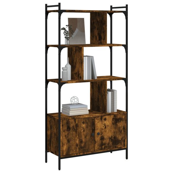 vidaXL Bookcase with Doors Smoked Oak 76.5x30x154.5 cm Engineered Wood