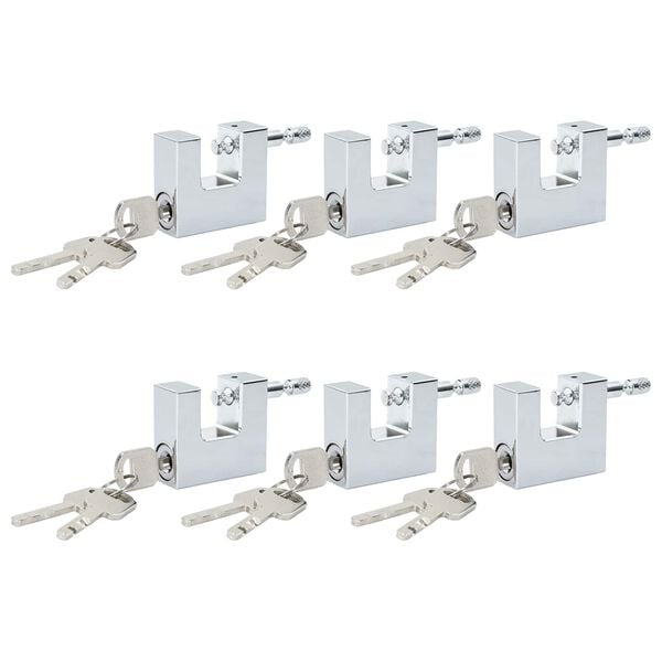 vidaXL Padlock 6 pcs Silver 4.2 x 1.9 x 4 cm Iron