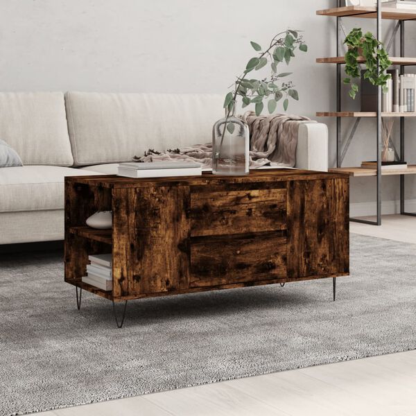 vidaXL Coffee Table Smoked Oak 102x44.5x50 cm Engineered Wood
