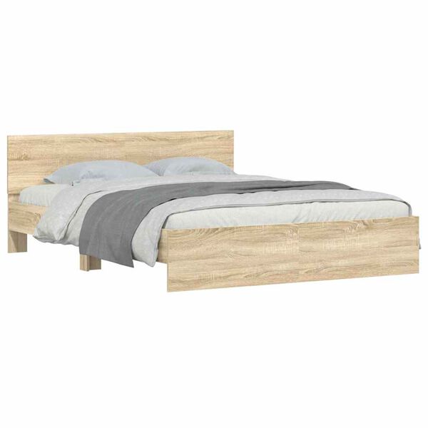 vidaXL Bed Frame with Headboard Sonoma 152 x 203 cm Engineered Wood