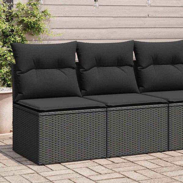 vidaXL 2 Piece Garden Sofa Set with Cushions Black Poly Rattan Acacia
