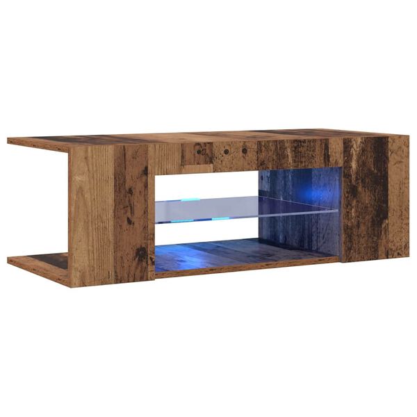 vidaXL TV Cabinet with LED Lights Old Wood 90x39x30 cm Engineered Wood