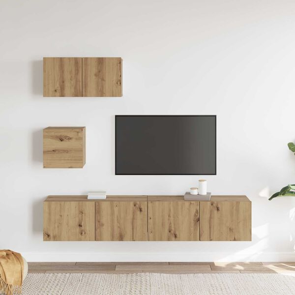 vidaXL TV Cabinet Set Wall-mounted 3 pcs Artisan Oak Engineered Wood