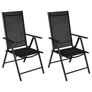 vidaXL Folding Chairs 2 pcs Aluminium and Textilene Black
