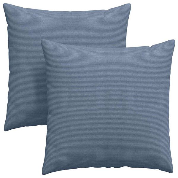vidaXL Sofa Pillows 2 pcs Blue 60 x 60 cm Corduroy Fabric