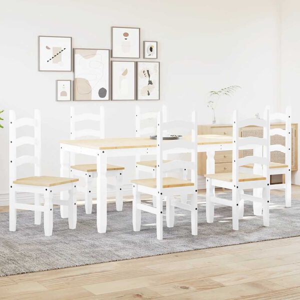 vidaXL 7 Piece Dining Set Panama White Solid Wood Pine