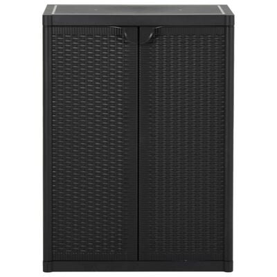 vidaXL Garden Storage Cabinet Black 65x45x88 cm PP Rattan