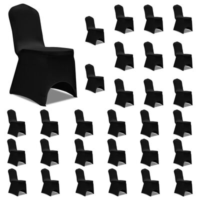 vidaXL Chair Cover Stretch Black 30 pcs