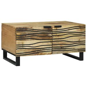 vidaXL Coffee Table Brown and Black 80 x 50 x 40 cm Solid Acacia wood