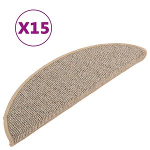 vidaXL Carpet Stair Tread | Set of 15 | Brown | Polypropylene (PP) | 56 x 17 cm