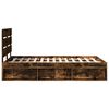 vidaXL Bed Frame Smoked Oak 135 x 190 cm Solid Pine Wood