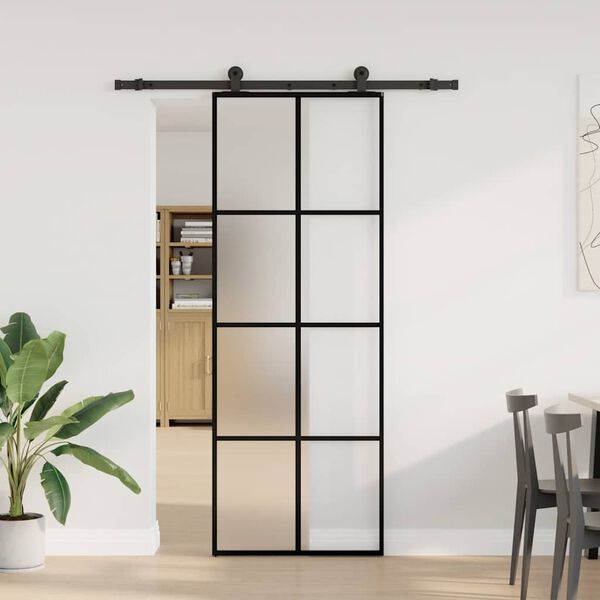 vidaXL Sliding Door with Hardware Set 76x205 cm ESG Glass&Aluminium