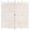 vidaXL Hand carved 4-Panel Room Divider White 160x165 cm Solid Mango Wood