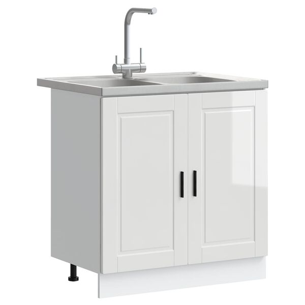 vidaXL Sink Base Cabinet with Door Porto 2 pcs White Engineered wood