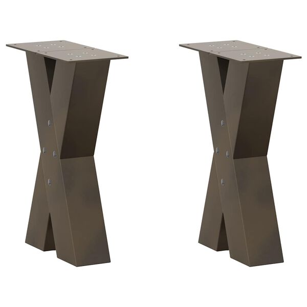 vidaXL Coffee Table Legs X-Shaped 2 pcs Natural Steel 28x(42-43) cm Steel