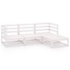 vidaXL 4 Piece Garden Lounge Set White Solid Wood Pine