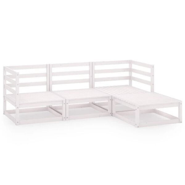 vidaXL 4 Piece Garden Lounge Set White Solid Wood Pine