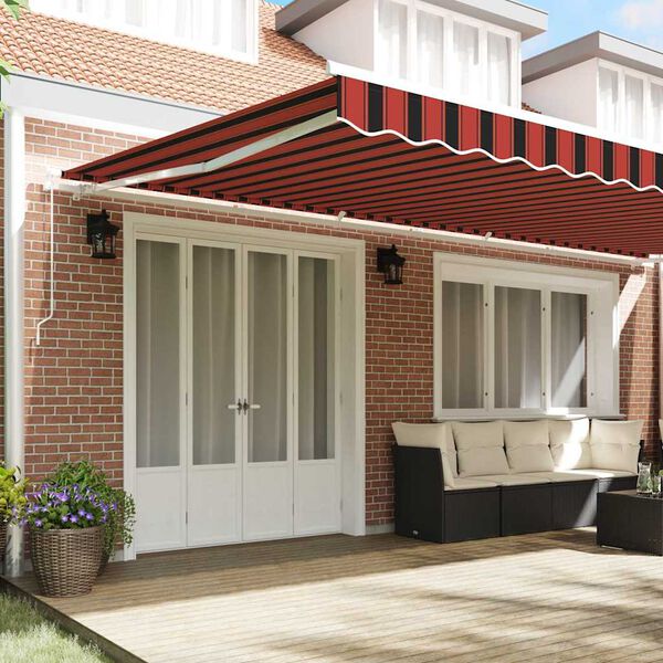 vidaXL Retractable Awning Manual Orange and Brown 600 x 350 cm