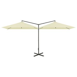 vidaXL Double Garden Parasol with Steel Pole Sand 600x300 cm