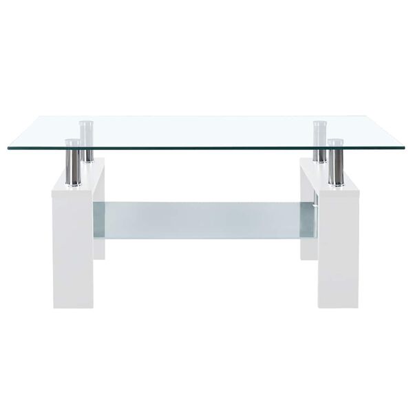 vidaXL Coffee Table White and Transparent 95x55x40 cm Tempered Glass