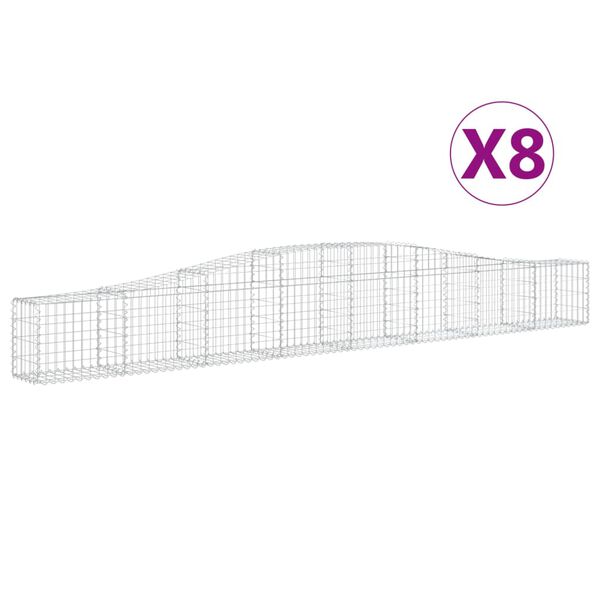 vidaXL Arched Gabion Baskets 8 pcs 400x30x40/60 cm Galvanised Iron