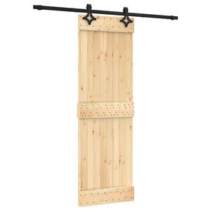 vidaXL Sliding Door Natural and Black 70 x 210 cm Solid Pine Wood