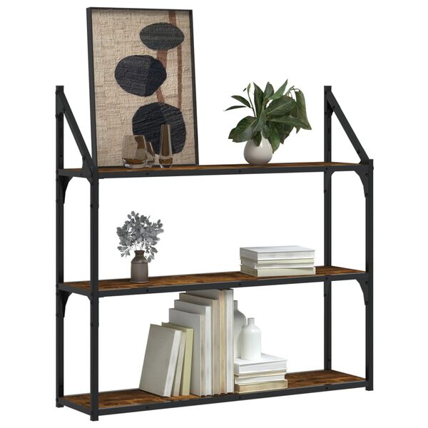 vidaXL 3-Tier Wall Shelf Smoked Oak 80x21x78.5 cm Engineered Wood
