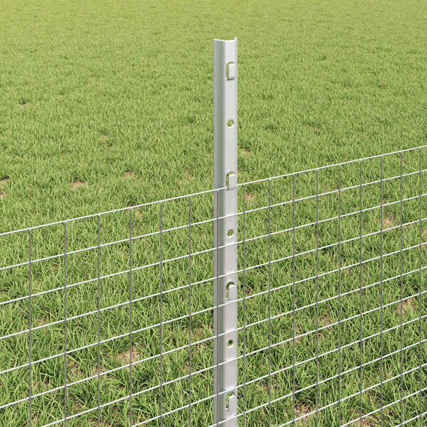 vidaXL Fence with Post Silver 0.5 x 50 m Steel