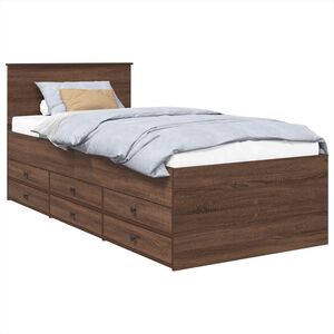 vidaXL Daybed Manual Brown Oak and Black 75 x 190 cm Engineered Wood