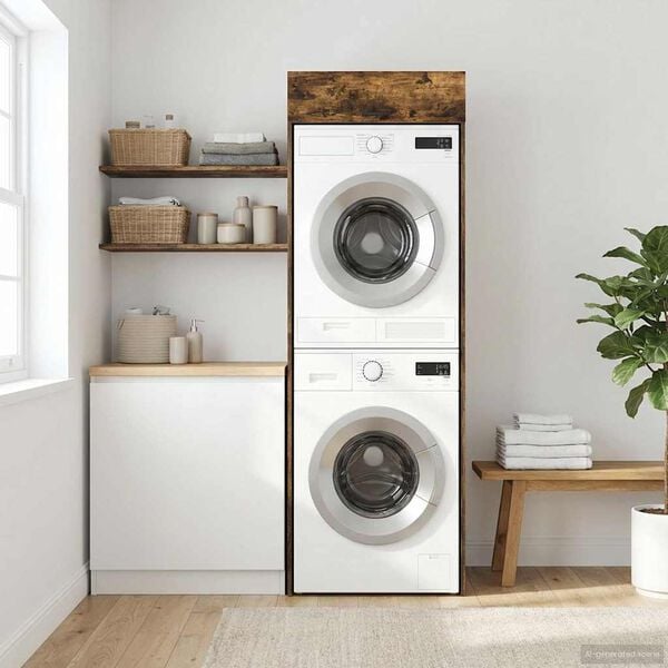 vidaXL Wash Machine Cabinet with Storage Smoked Oak 67.5 x 68 x 200 cm