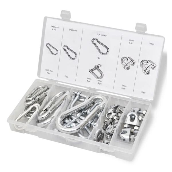 30 pcs Carabiner/D-shackle/Wire Rope Clip Assortment Kit