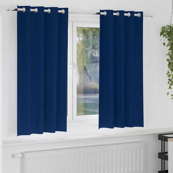 vidaXL Blackout Curtains with Rings 2 pcs Dark Blue 175 x 140 cm