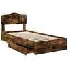 vidaXL Storage Bed with Drawer Smoked Oak 100 x 200 cm Engineered Wood