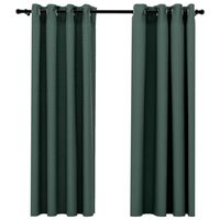 vidaXL Linen-Look Blackout Curtains with Grommets 2pcs Green 140x175cm