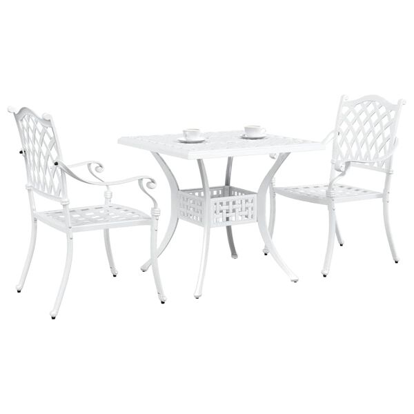 vidaXL Garden Table Set 3 pcs White Cast Aluminium