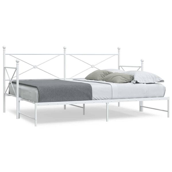 vidaXL Daybed with Trundle without Mattress White 90x190 cm Steel