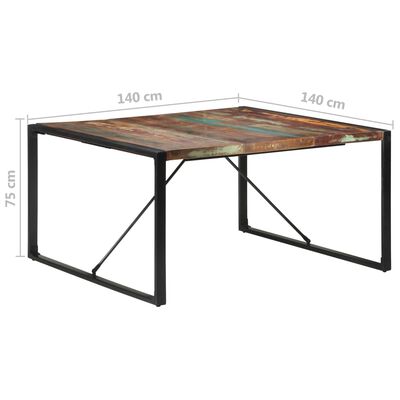 vidaXL Dining Table 140x140x75 cm Solid Reclaimed Wood