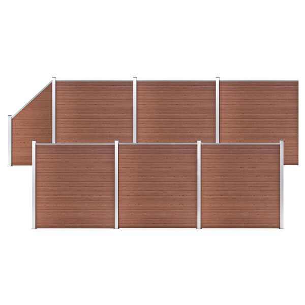 vidaXL WPC Fence Set 6 Square + 1 Slanted 1138x186 cm Brown
