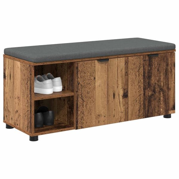 vidaXL Hall Bench Old Wood 100 x 38 x 46 cm Engineered Wood and Fabric