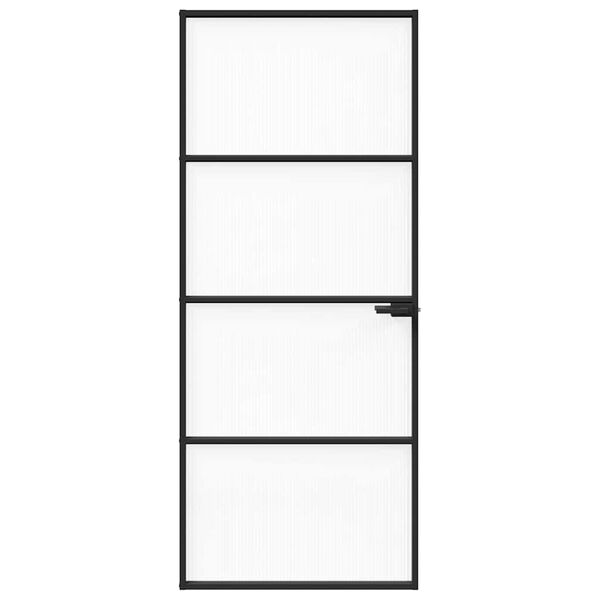 vidaXL Interior Door Black 76x201,5 cm Tempered Glass & Aluminium Slim