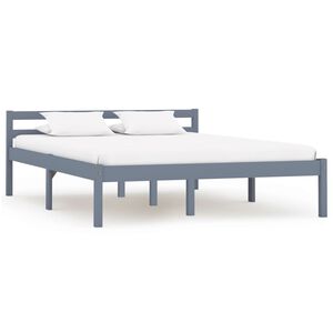 vidaXL Bed Frame without Mattress Grey Solid Pine Wood 120x200 cm