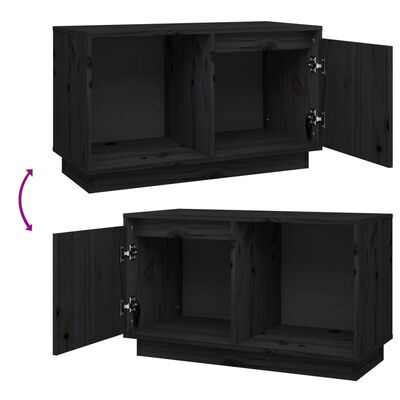vidaXL TV Cabinet Black 74x35x44 cm Solid Wood Pine