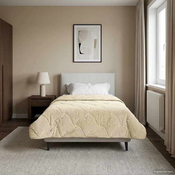 vidaXL Winter Duvet Cream 140 x 200 cm Microfiber and Teddy fleece