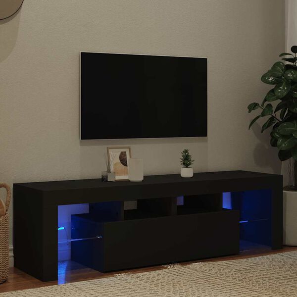 vidaXL TV Cabinet with LED Lights Black 140x36.5x40 cm