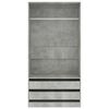 vidaXL Wardrobe Concrete Grey 100x50x200 cm Engineered Wood